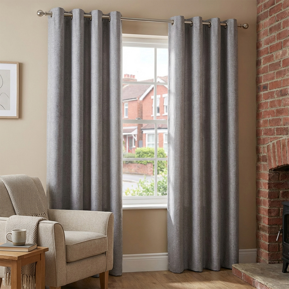 My Home Taylor Silver Blackout Eyelet Curtain 168 x 137cm Image 4