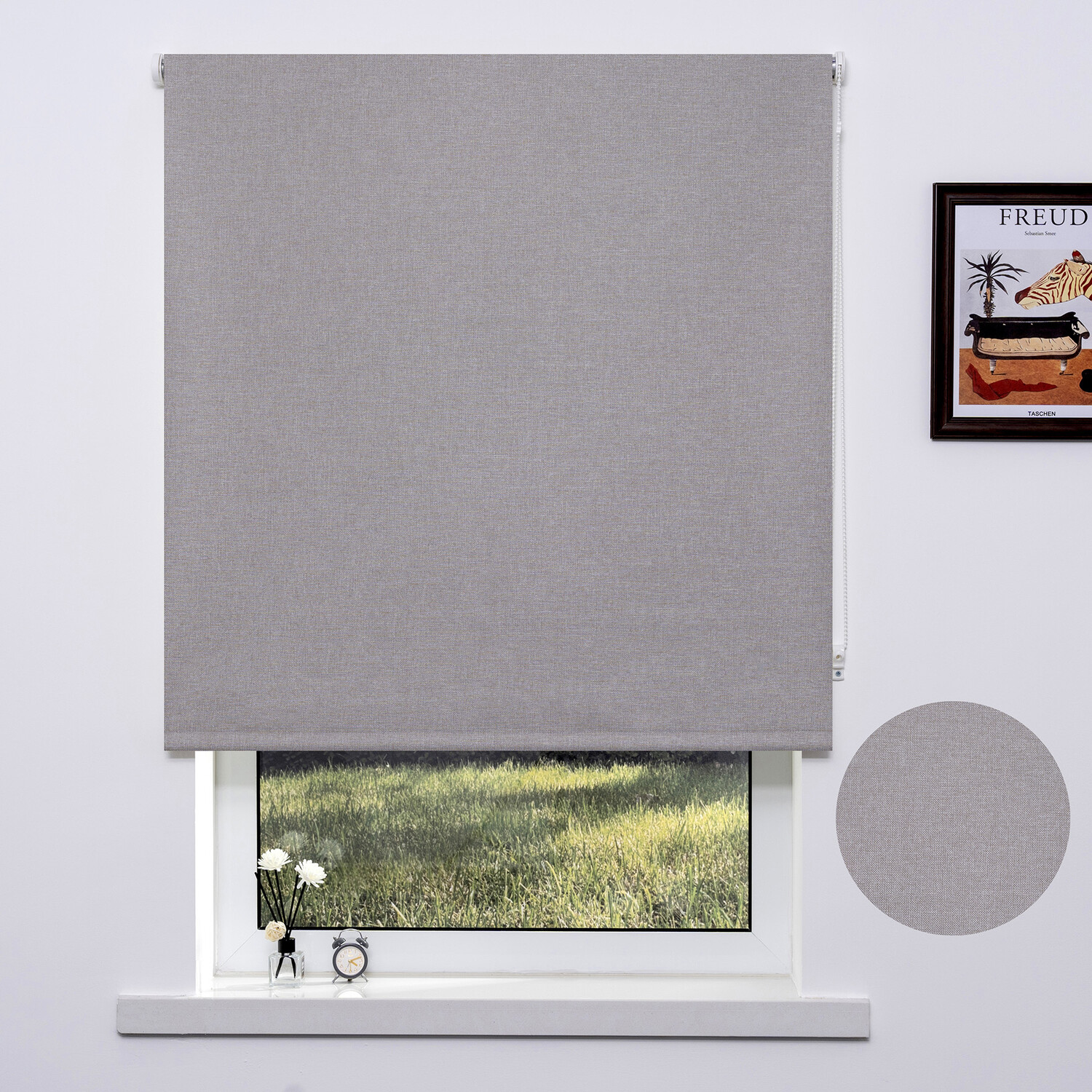 Textured Blackout Roller Blind Beige 120cm Image 3