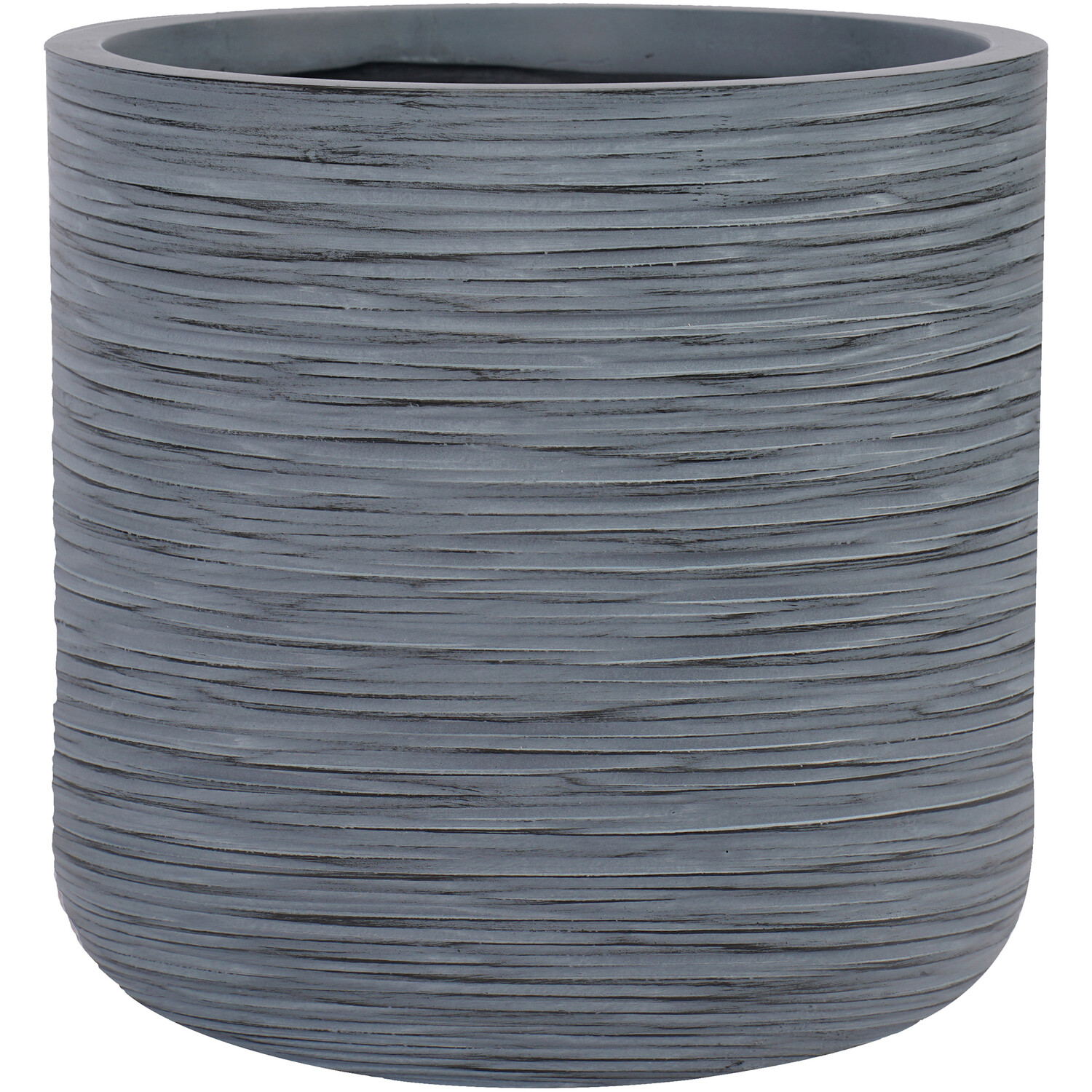 Set of 2 Rattan Finish Clay Pots Charcoal Image 2