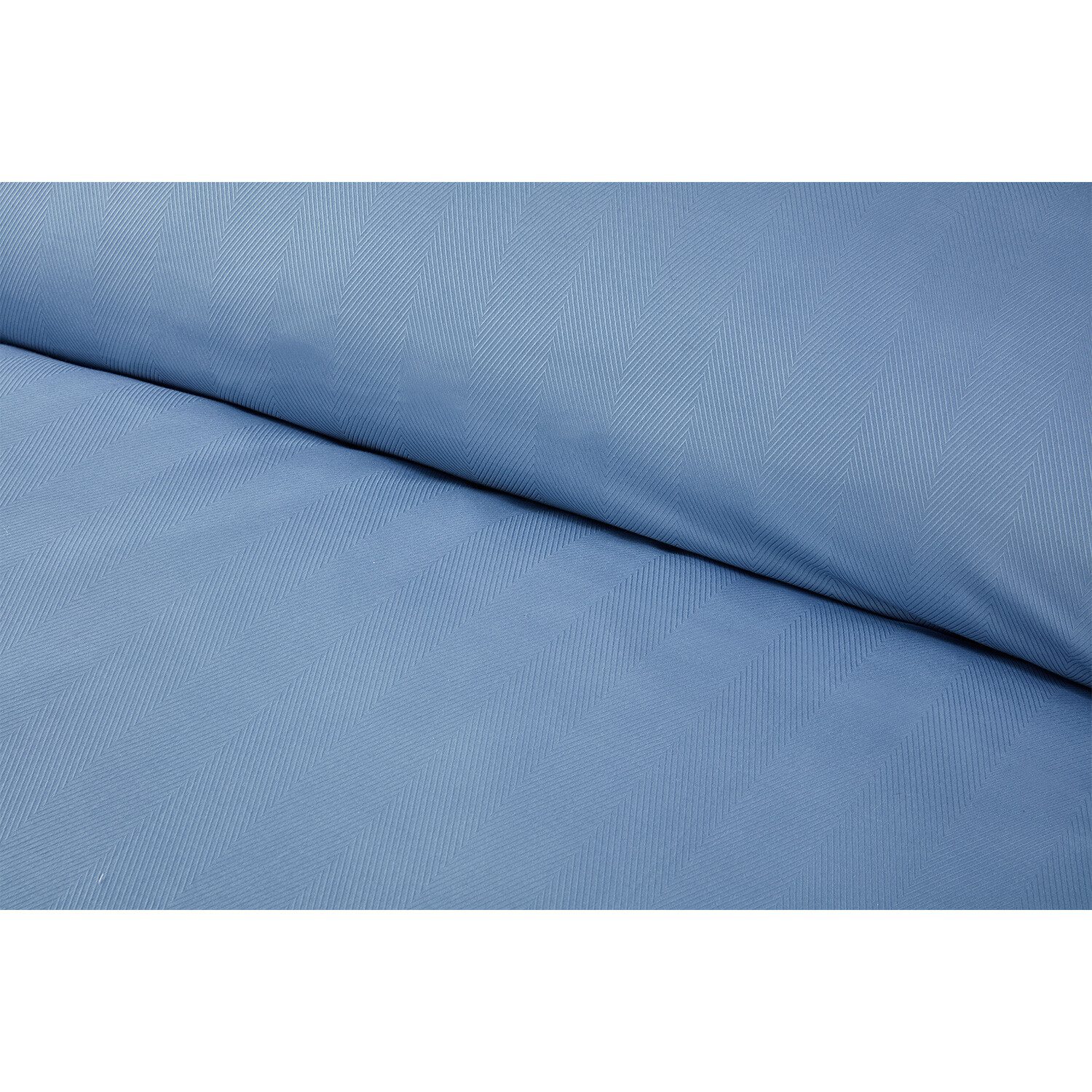 Hampstead Herringbone Stripe Duvet Cover and Pillowcase Set - Blue / King Image 4