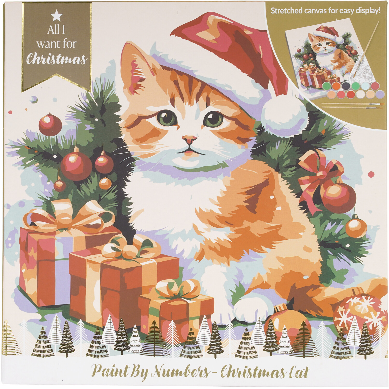 Paint By Numbers Christmas Cat or Dog Canvas Kit Image 1