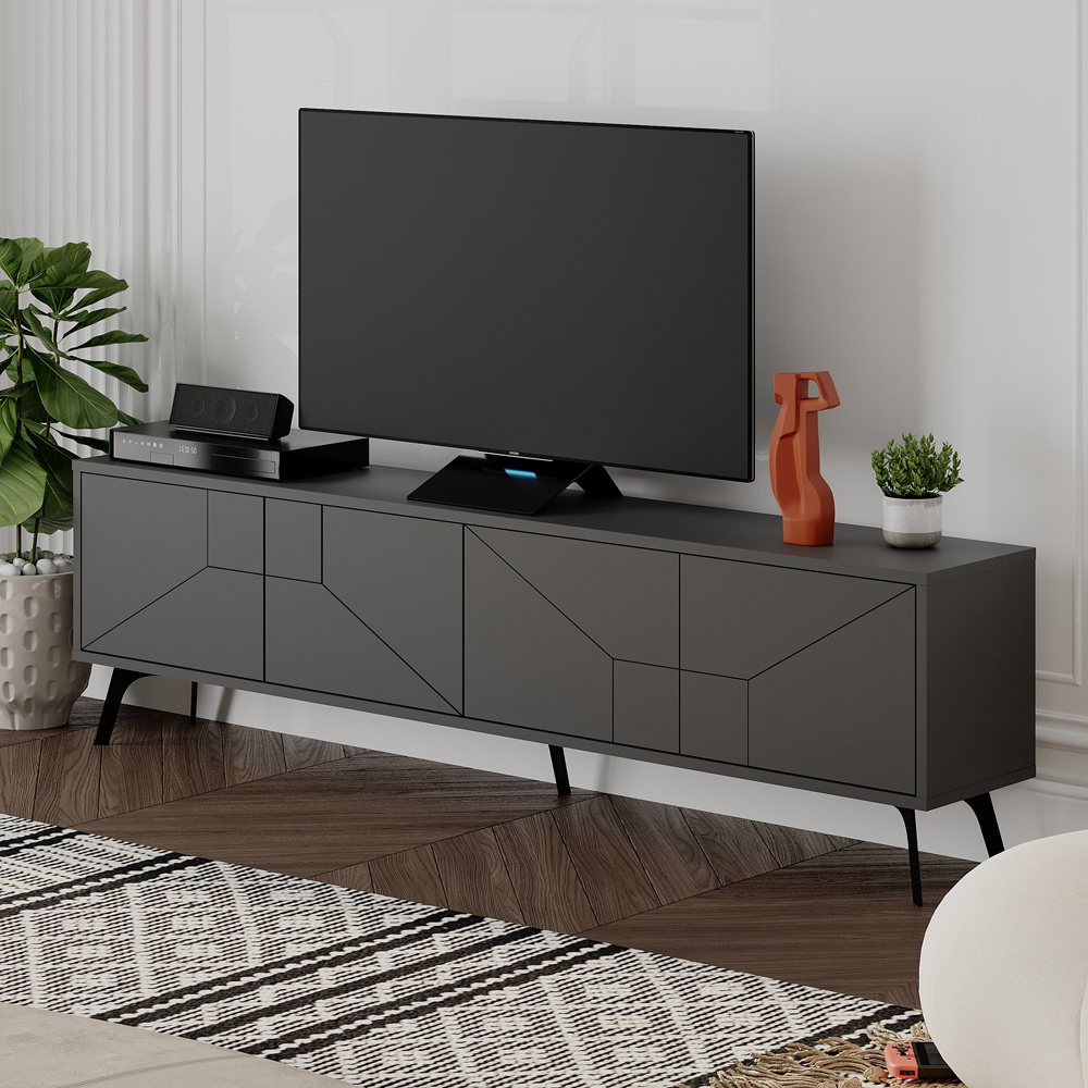 Decortie Dune Anthracite TV Stand with 4 Doors Image 1