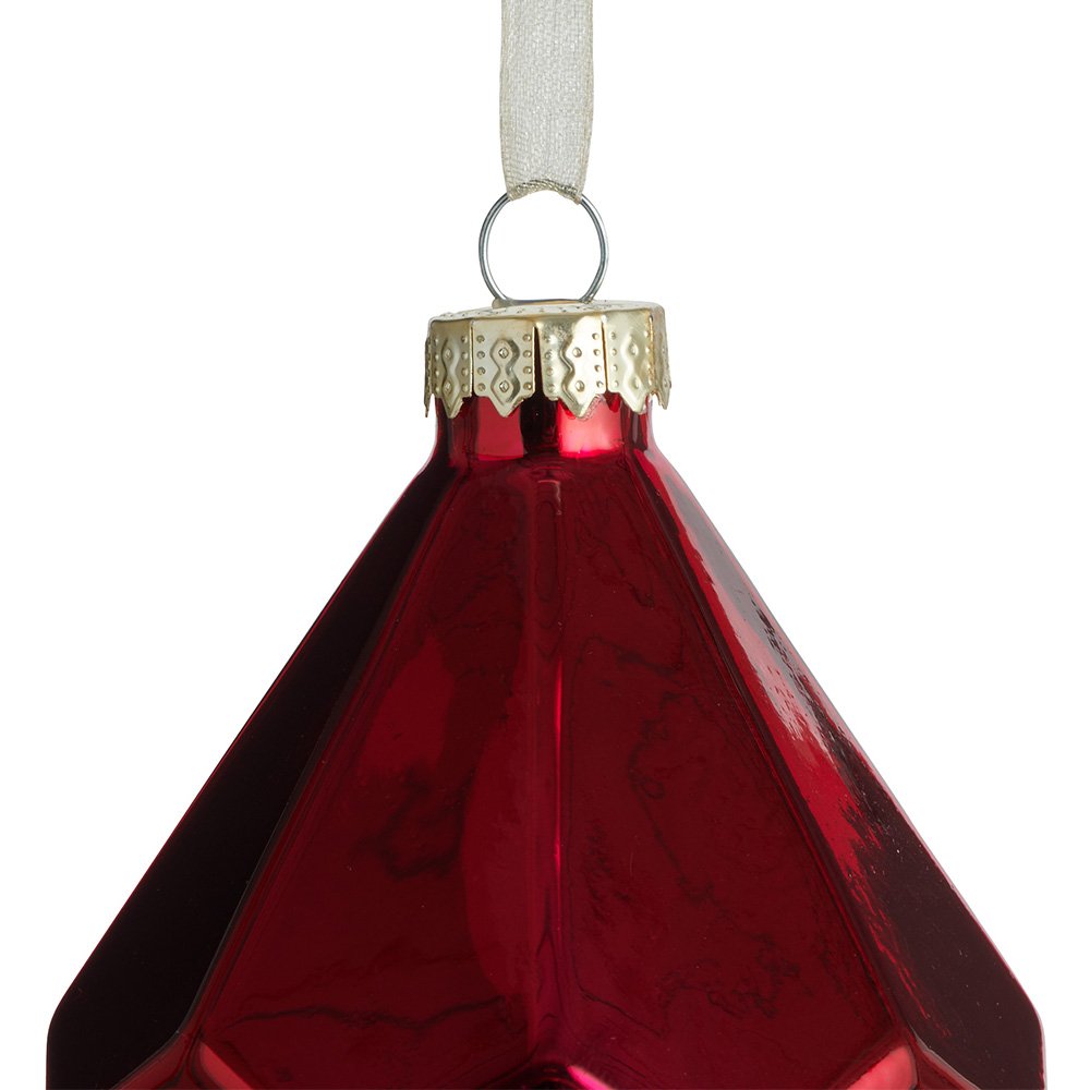 Wilko 6 Pack Majestic Red Diamond Bauble Image 3