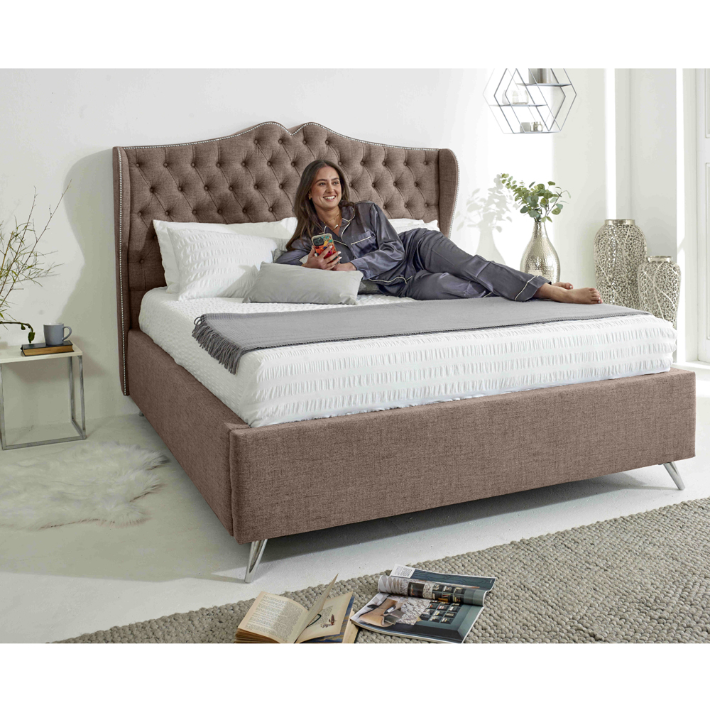 Eleganza Vanessa Single Mineral Grampian Fabric Bed Frame with Headboard Image 8