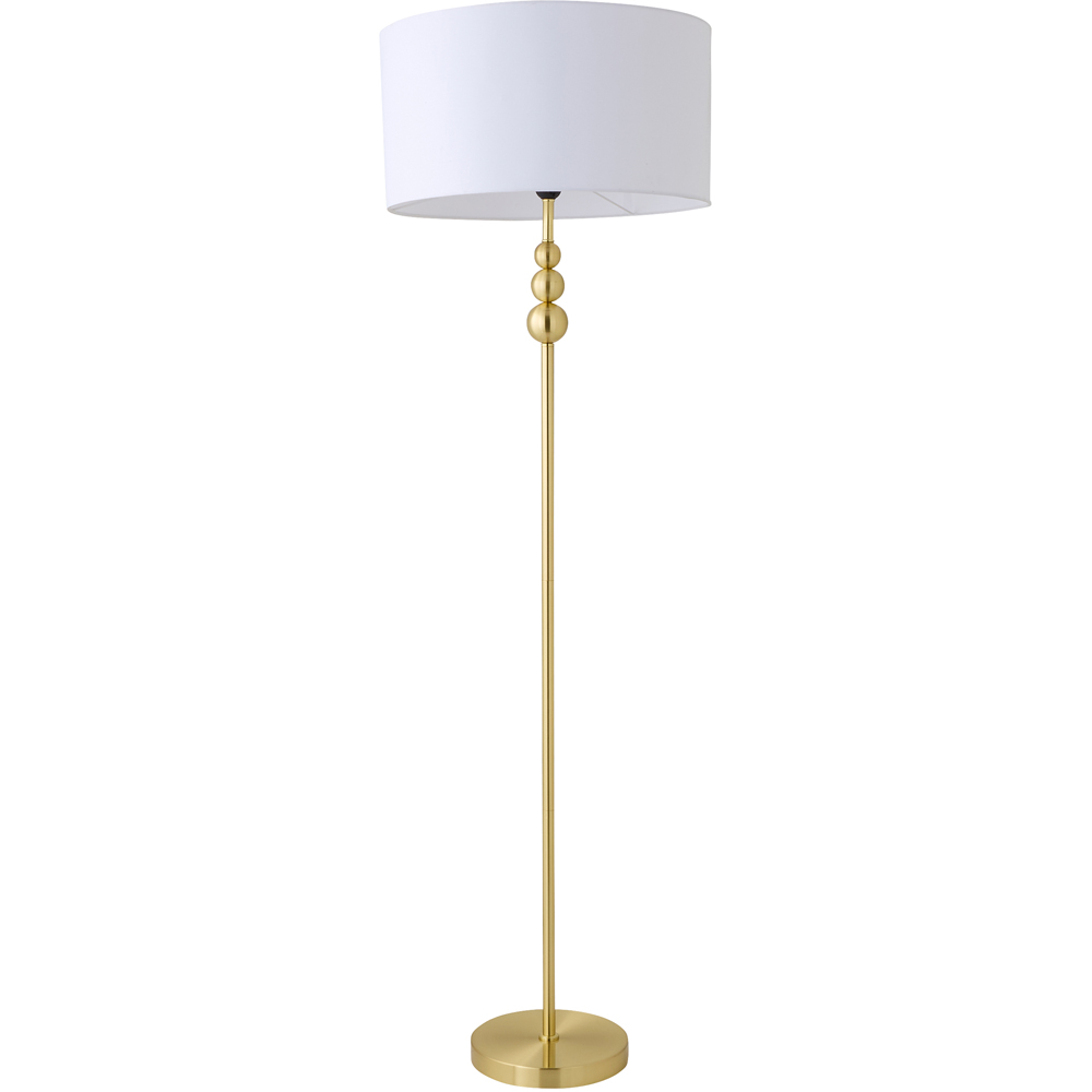ValueLights Marissa White Shade Gold Ball LED Floor Lamp Image 1