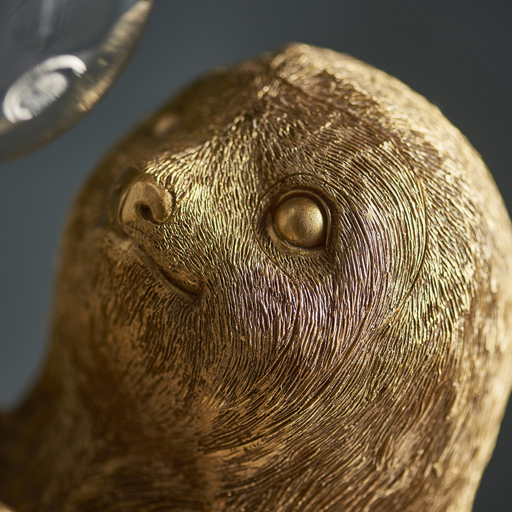 Merano Andria Vintage Gold Paint and Matt Black Sloth Table Lamp Image 5