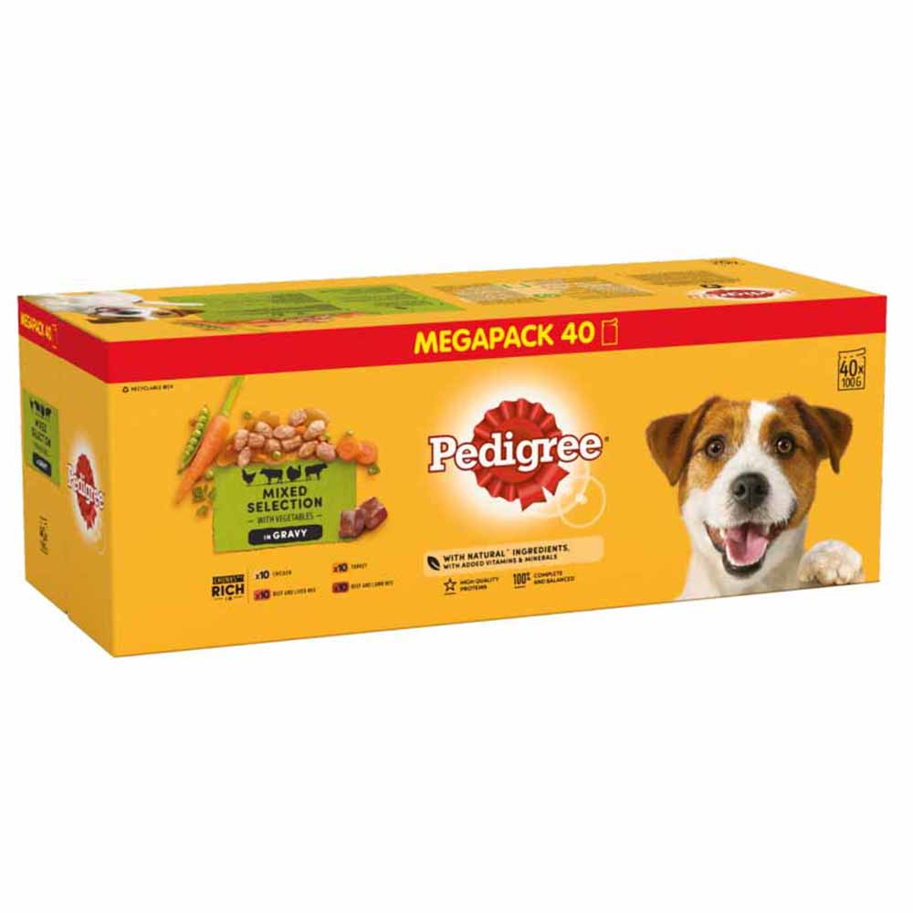Pedigree Adult Wet Dog Food Pouches Mixed in Gravy Mega Pack 40 x 100g Image 3