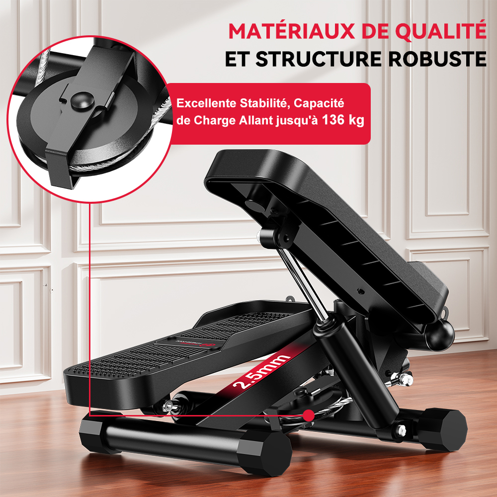 Rattrix Black Mini Hydraulic Stepper with Resistance Bands Image 6
