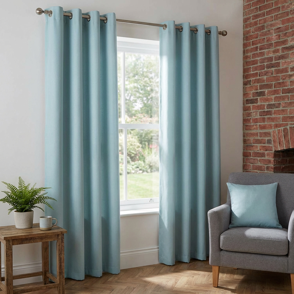 Taylor Blackout Eyelet Curtains - Duck Egg / 137cm / 168cm Image 6