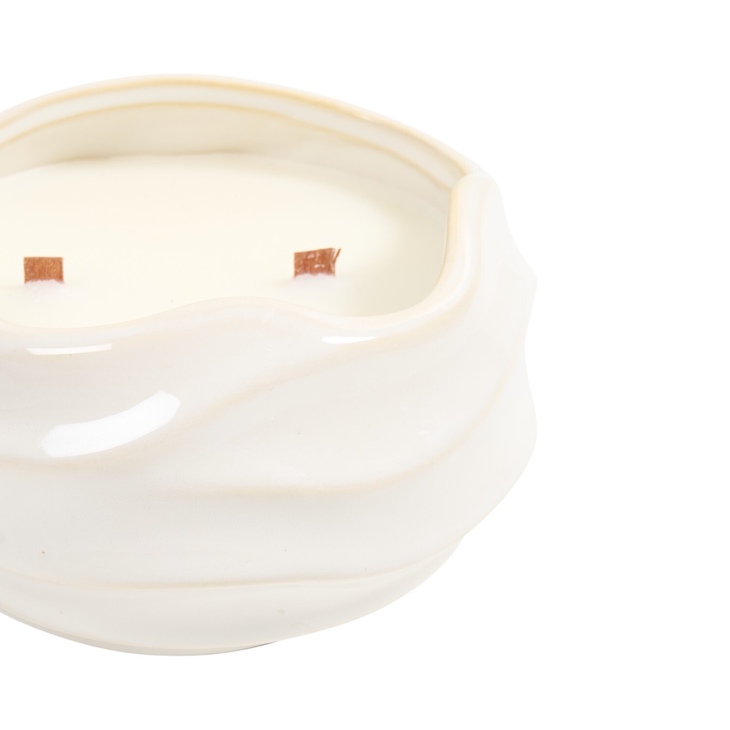Nori Ceramic Crackle Wick Candle Cream Image 3