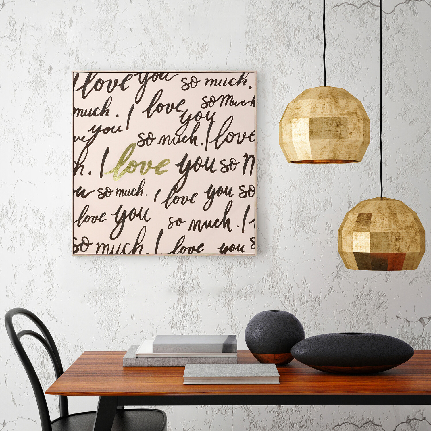 I Love You Handpainted Framed Art Beige Image 2