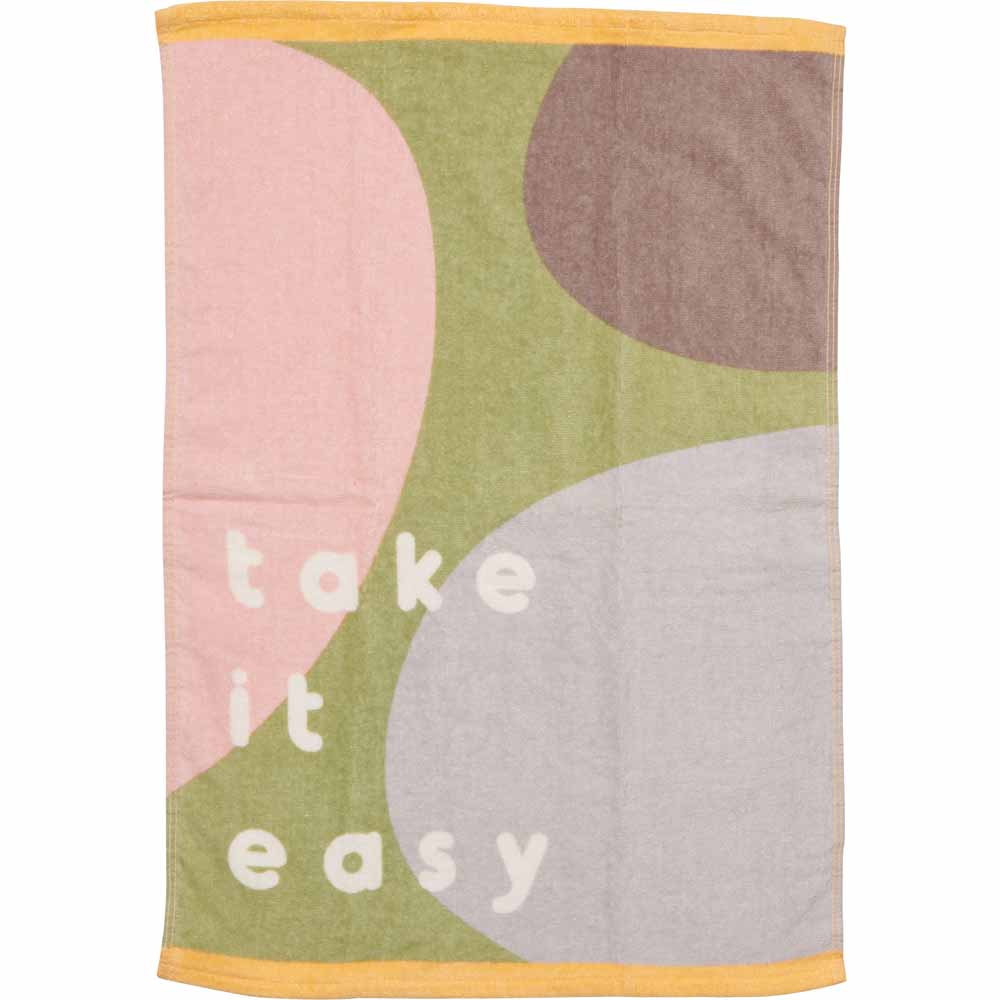 Wilko Printed tea towel -Take it easy Image 1