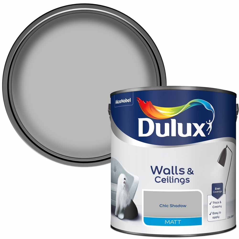 Dulux Walls & Ceilings Chic Shadow Matt Emulsion Paint 2.5L Image 1