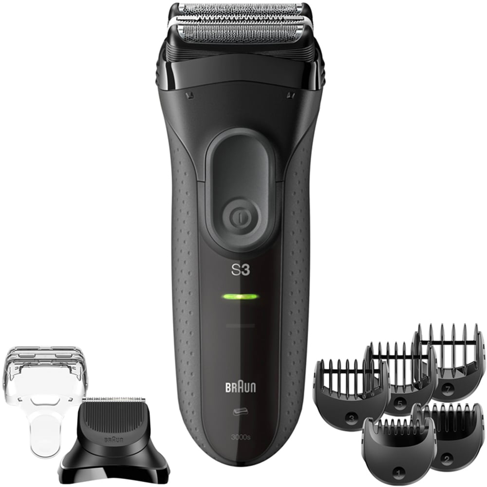 Braun Series 3 Plus 3000BT Grey Dry Electric Shaver with Beard Trimmer Attachment Image 2
