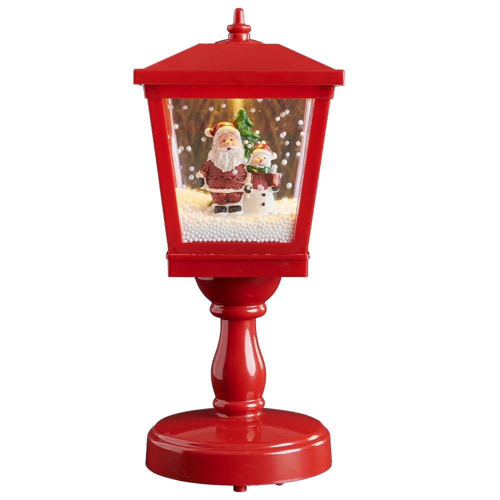 Wilko Battery Operated Red Musical Snowing Lantern with Santa Image 2