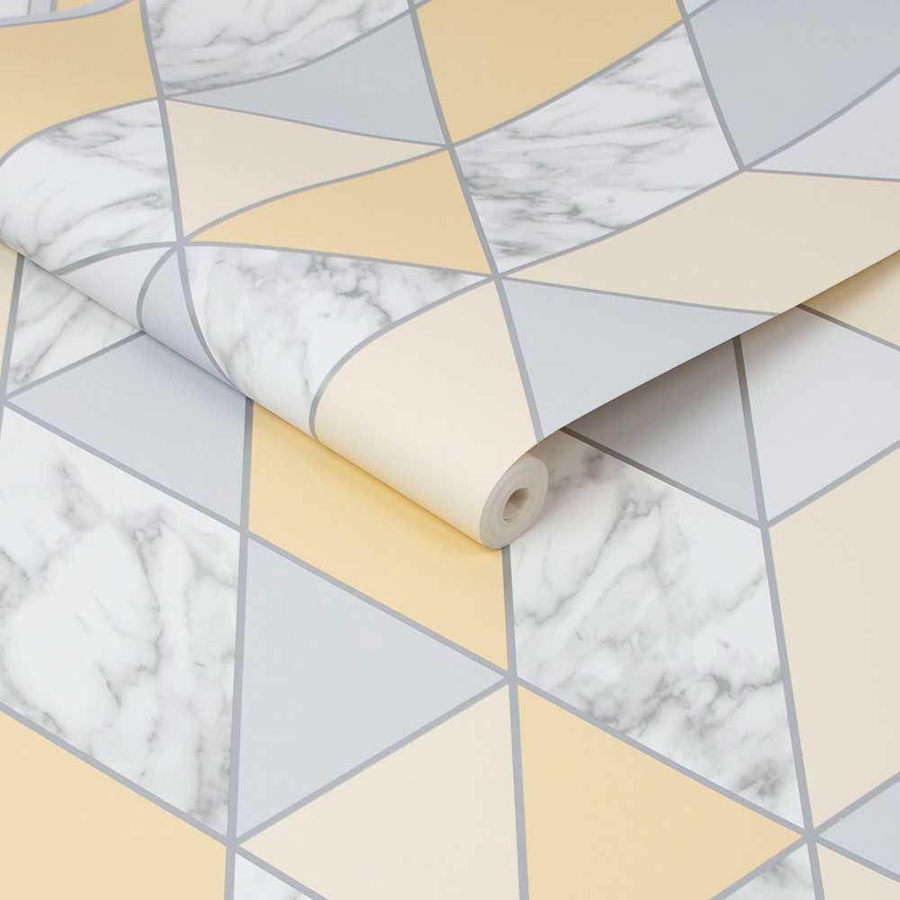 Fresco Marble Geometric Yellow Wallpaper Image 2