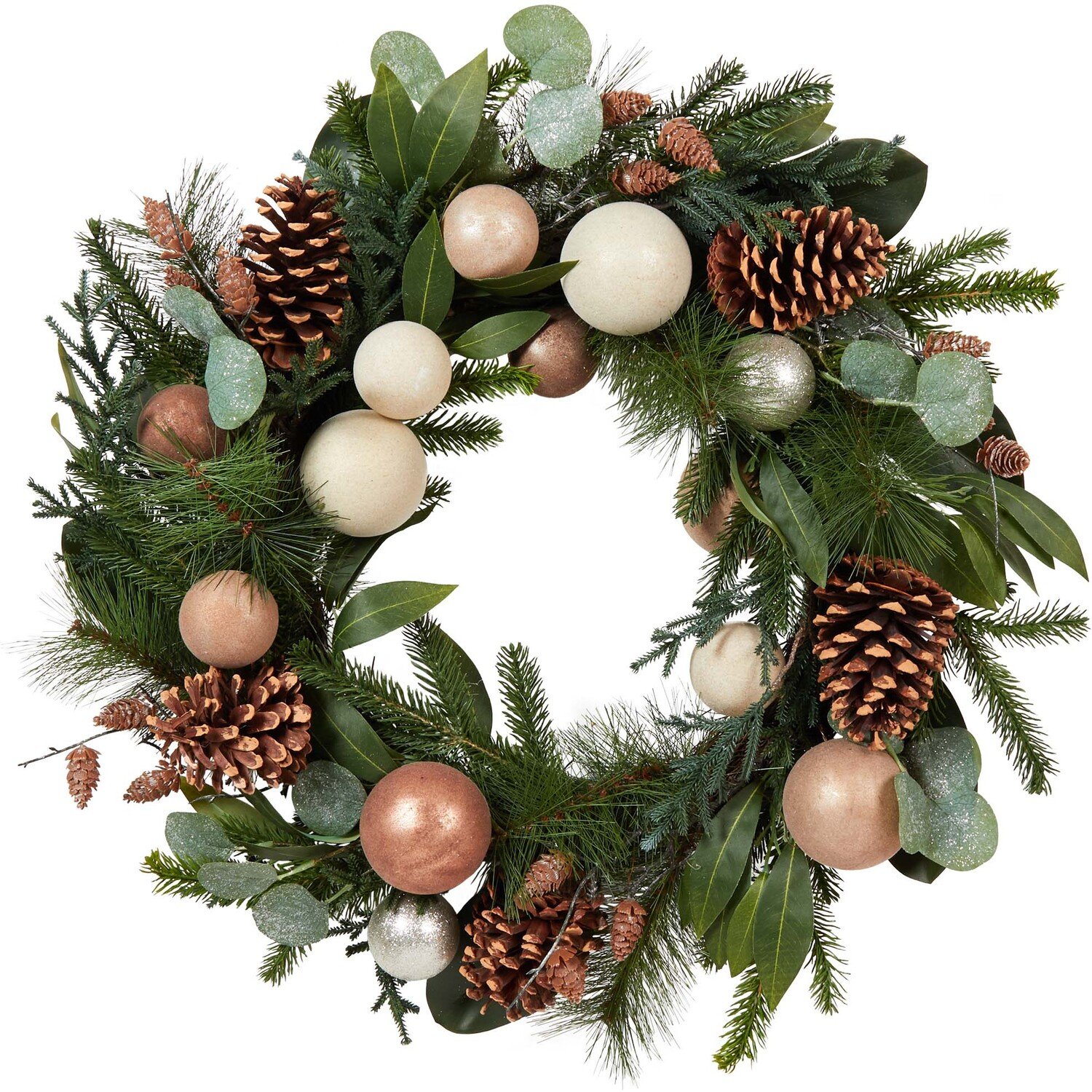 Natural Pinecone Bauble Wreath Image 1