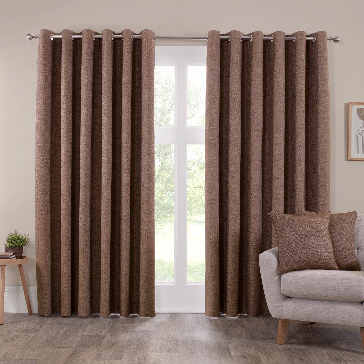 Crofton Eyelet Curtain - Chocolate / 137cm / 168cm Image 2