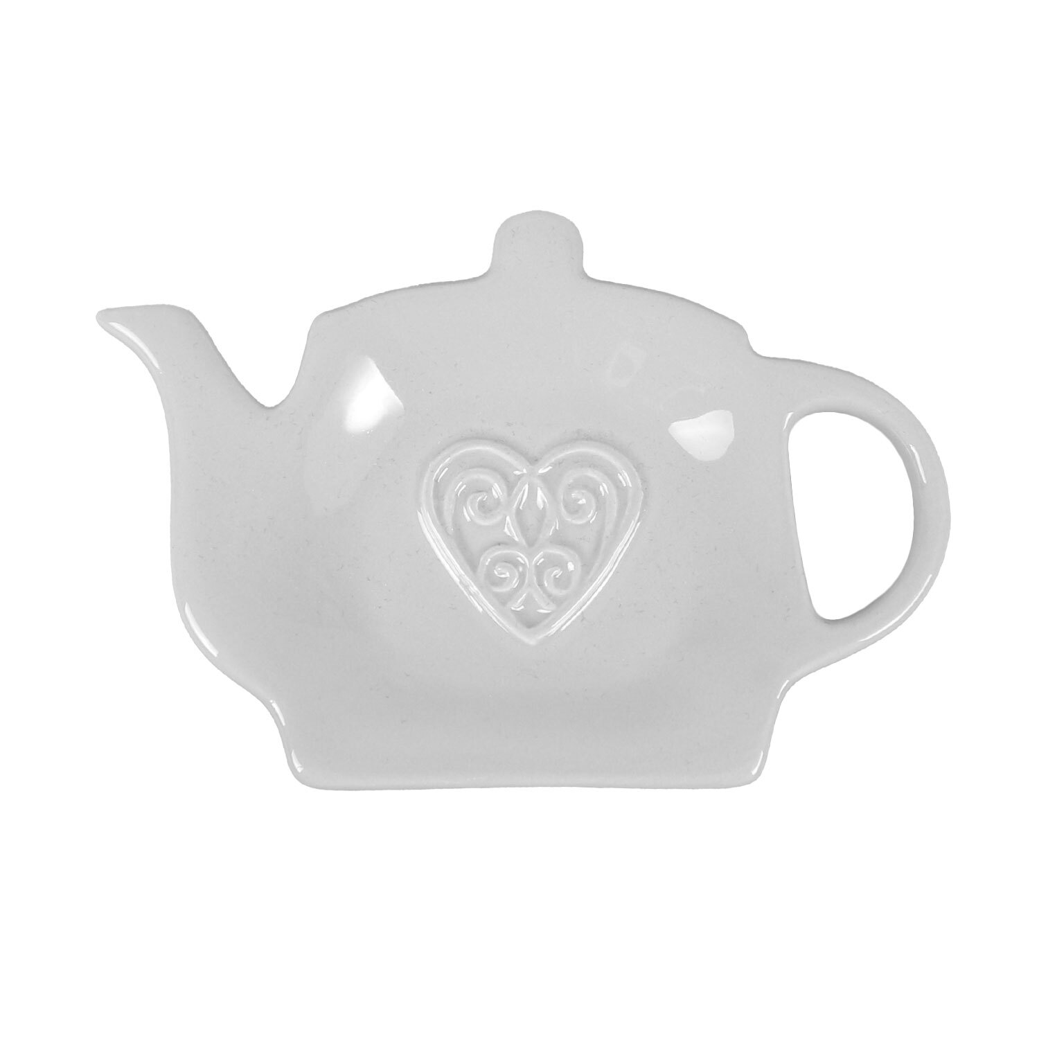 Single Embossed Heart Ceramic Teabag Tidy in Assorted styles Image 4