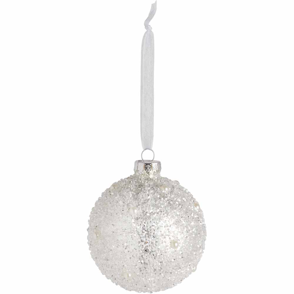 Wilko Glitters Sparkle Pearl Bauble 4 Pack Image 2