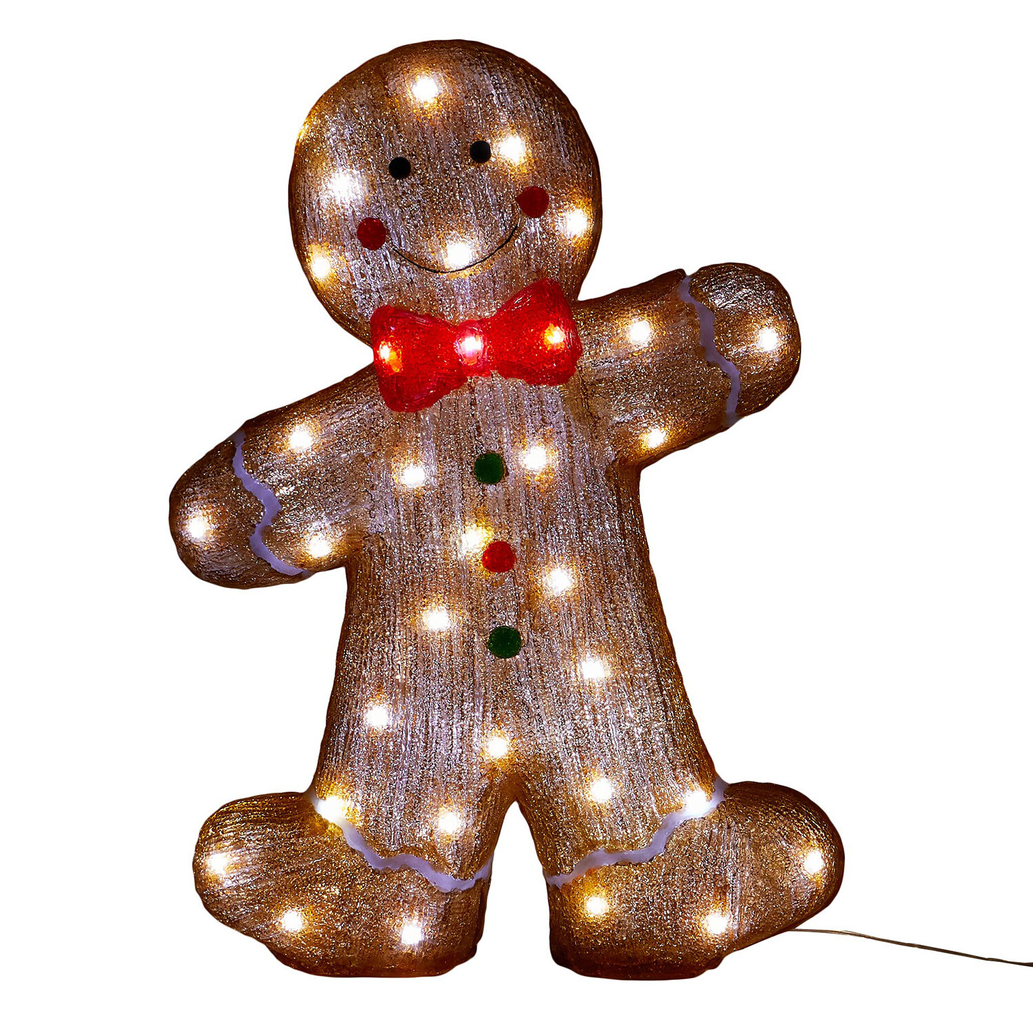 Acrylic LED Bow Tie Gingerbread Man - Brown Image 4
