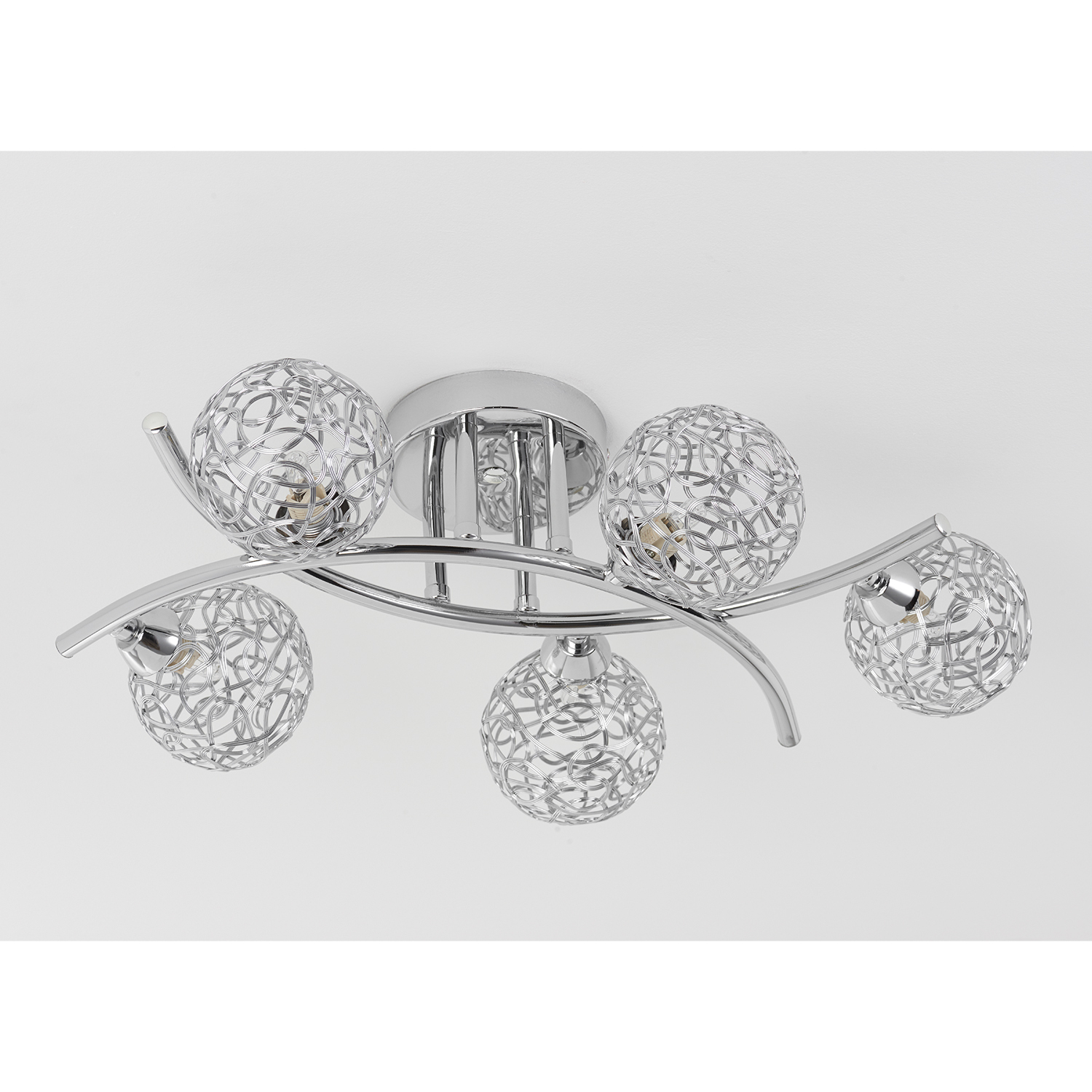 Silver 5 Sphere Electrical Fitting Ceiling Light Image 3
