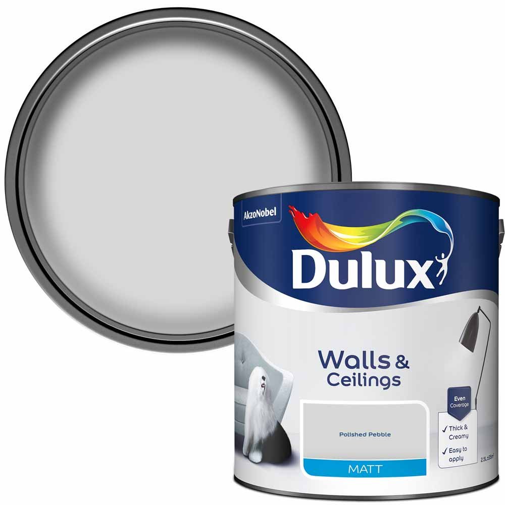 Dulux Walls & Ceilings Polished Pebble Matt Emulsion Paint 2.5L Image 1