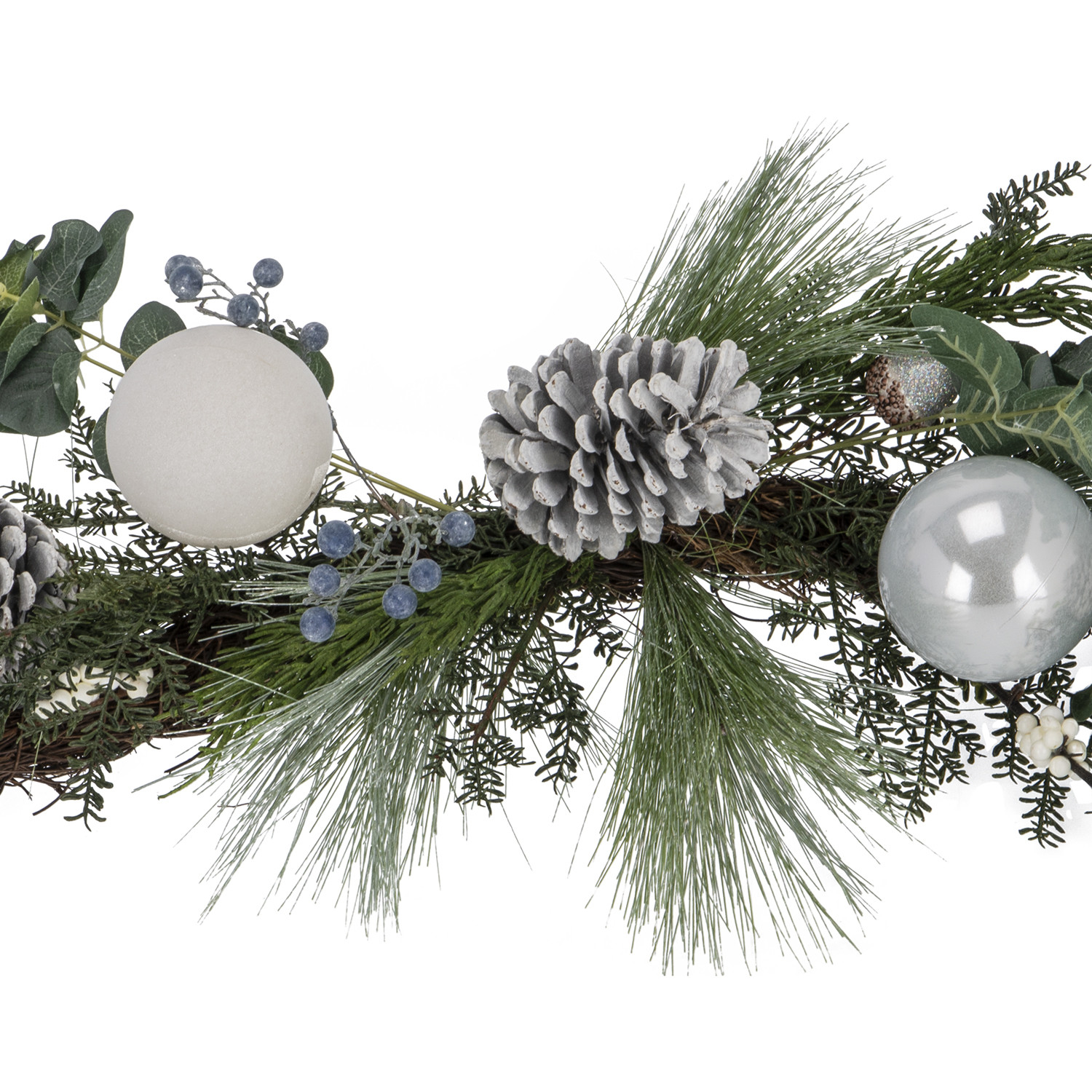 Deluxe Frosted Bauble Pinecone Garland Image 2