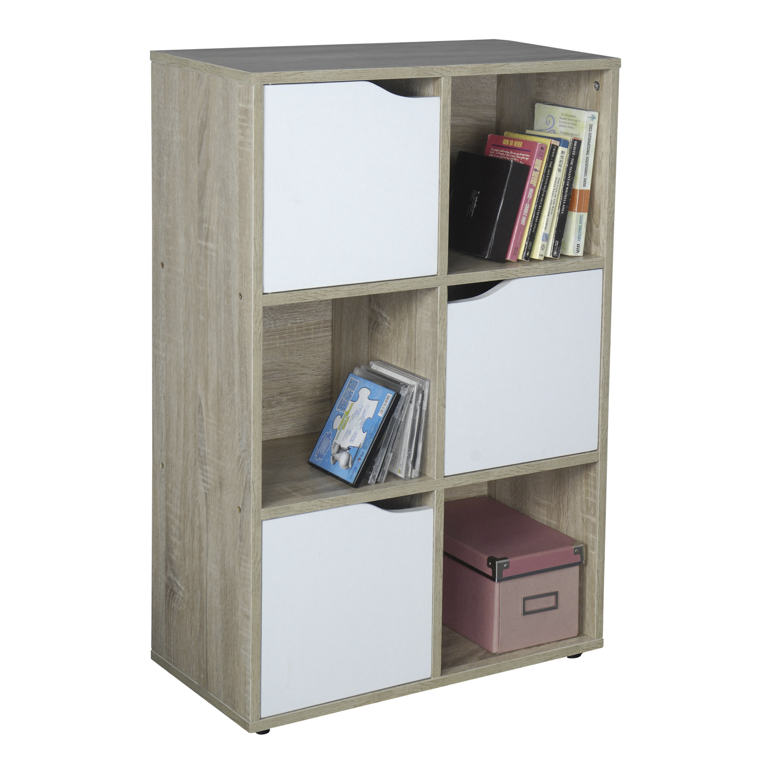 Saturn 6 Compartment Brown and White Cube Storage Shelving Unit Image 2