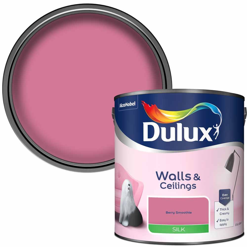 Dulux Walls & Ceilings Berry Smoothie Silk Emulsion Paint 2.5L Image 1