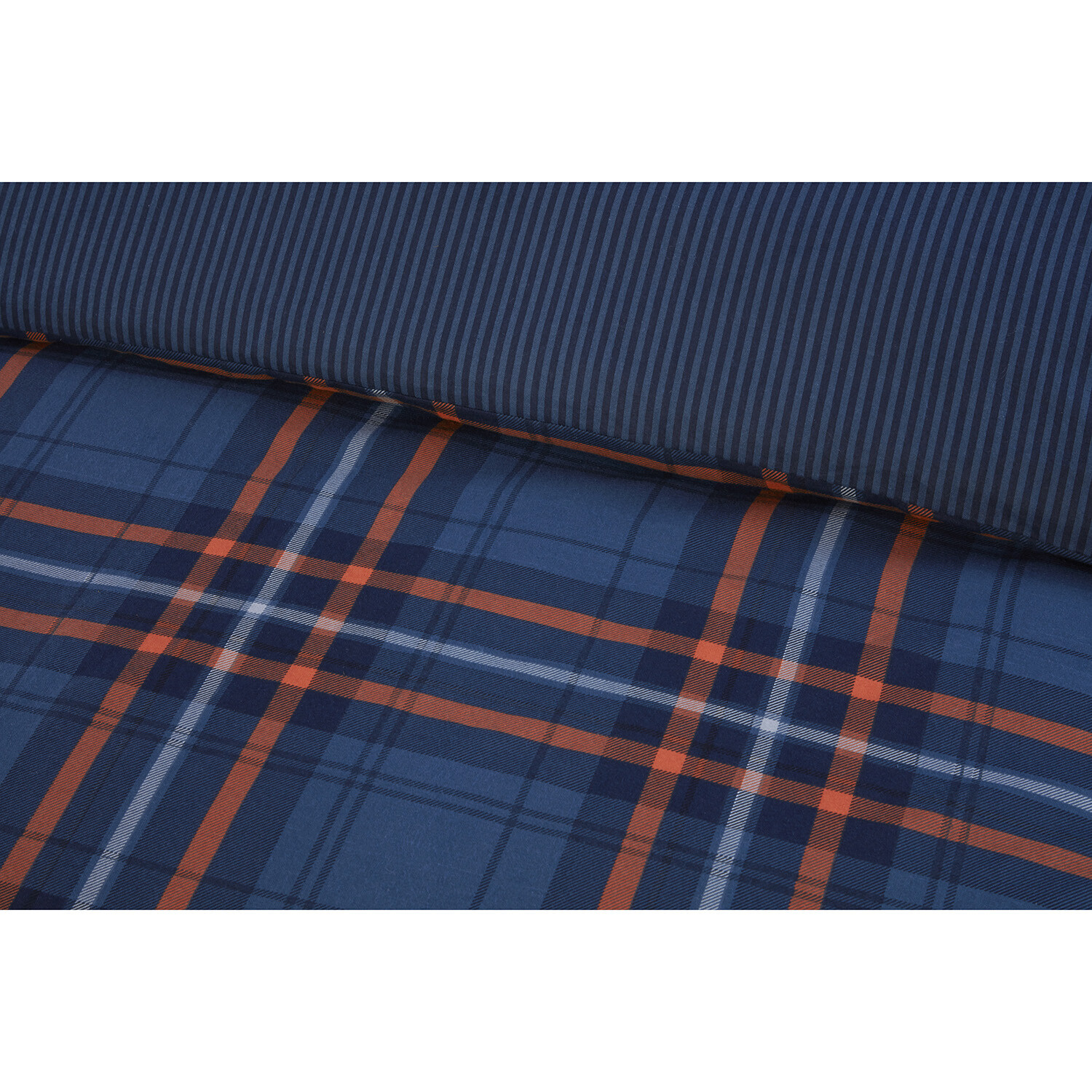 Harrison Check Duvet Cover and Pillowcase Set - Navy / Superking Image 4