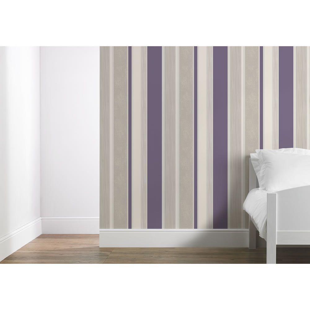 Wilko Jackson Stripe Plum Wallpaper Image 2