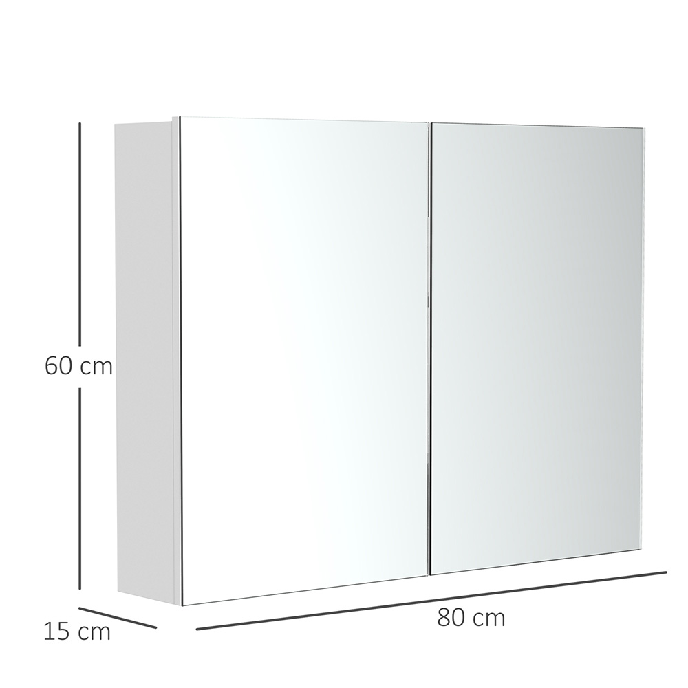 Portland White Mirror Bathroom Cabinet with Adjustable Shelves Image 3