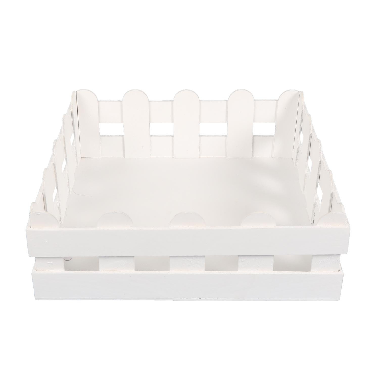 White Wooden Fence Crate - White Image 1