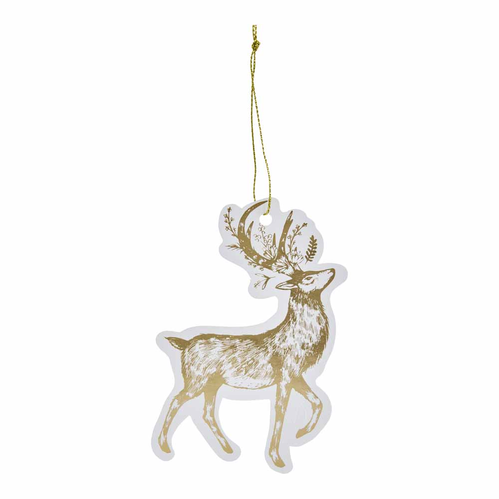 Wilko Luxe Sparkle Stag Gift Tags 8 pack Image