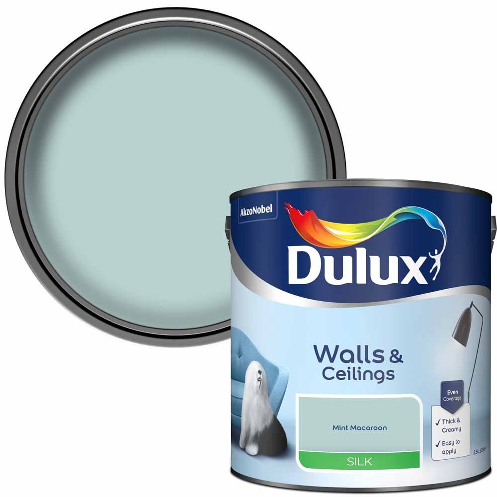 Dulux Walls & Ceilings Mint Macaroon Silk Emulsion Paint 2.5L Image 1