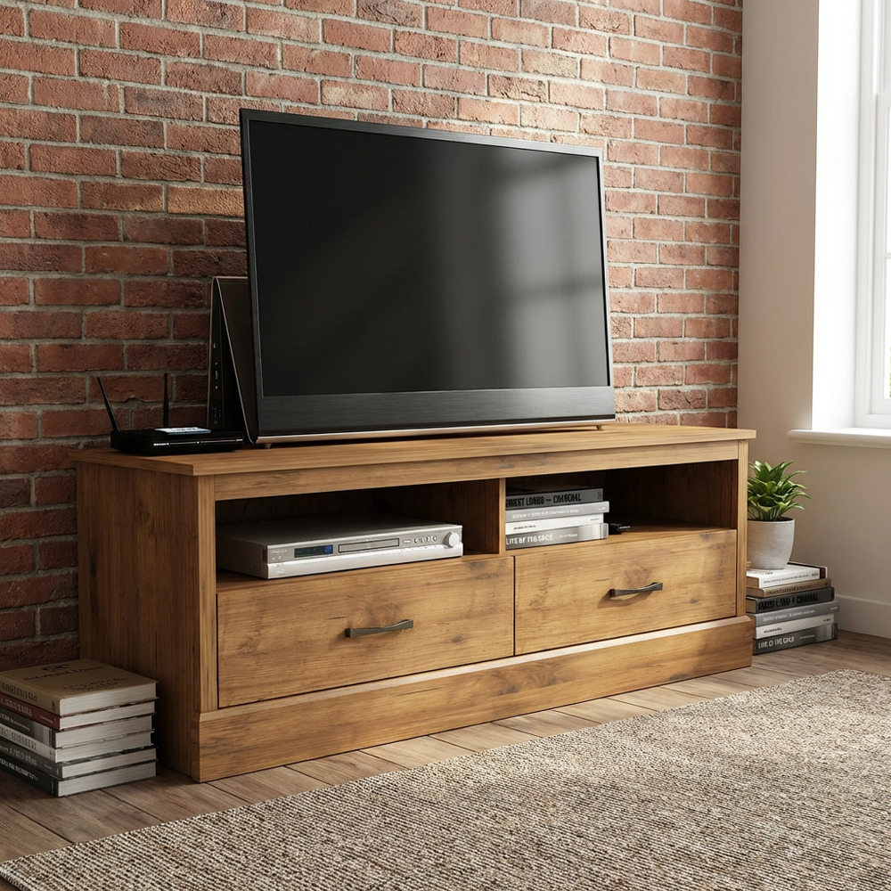 Camford 2 Drawer Mexican Pine Large TV Unit Image 4