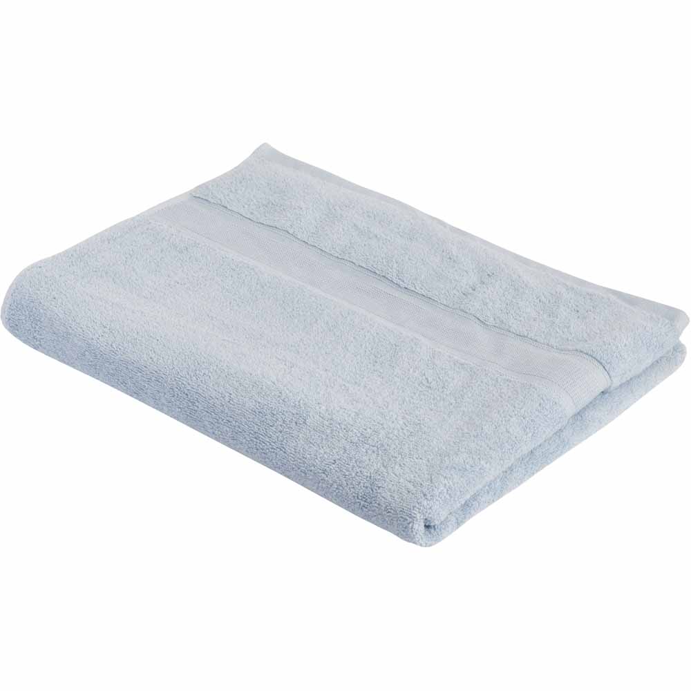 Wilko Supersoft Chambray Blue Bath Sheet Image 1