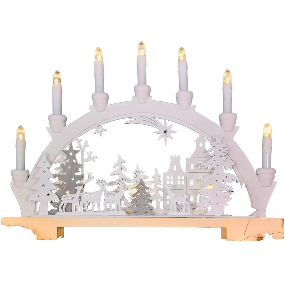 Samuel Alexander Wooden Reindeer Scene Candle Bridge LED Christmas Decoration 45cm Image 2