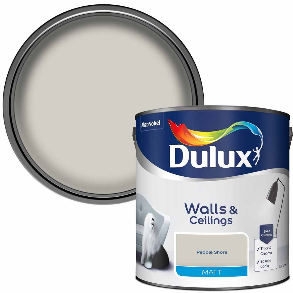 Dulux Walls & Ceilings Pebble Shore Matt Emulsion Paint 2.5L Image 1