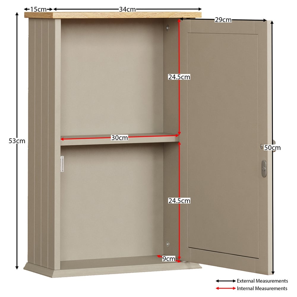 Bath Vida Priano Grey Single Door Mirror Bathroom Cabinet Image 8