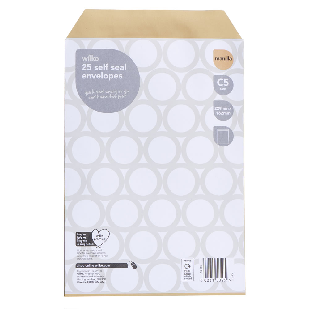 Wilko C4 White Self Seal Envelopes 229 x 162mm 25 pack Wilko