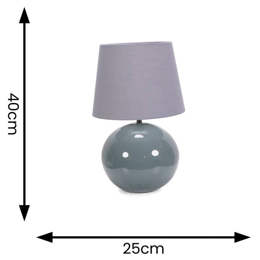 ValueLights Bosco Eucalyptus Teal Grey Fabric Tapered Shade Ceramic LED Table Lamp Image 4