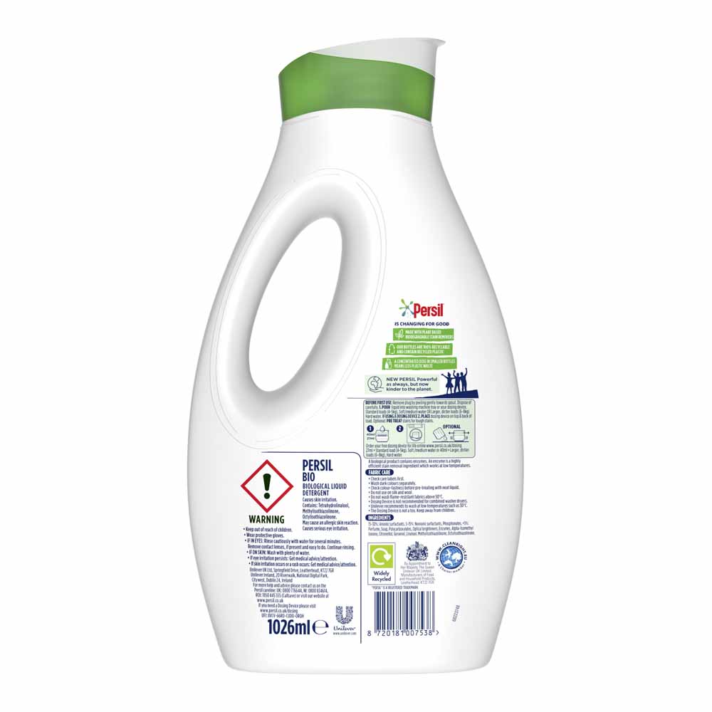 Persil Bio Liquid Detergent 38 Washes 1.026L Image 3