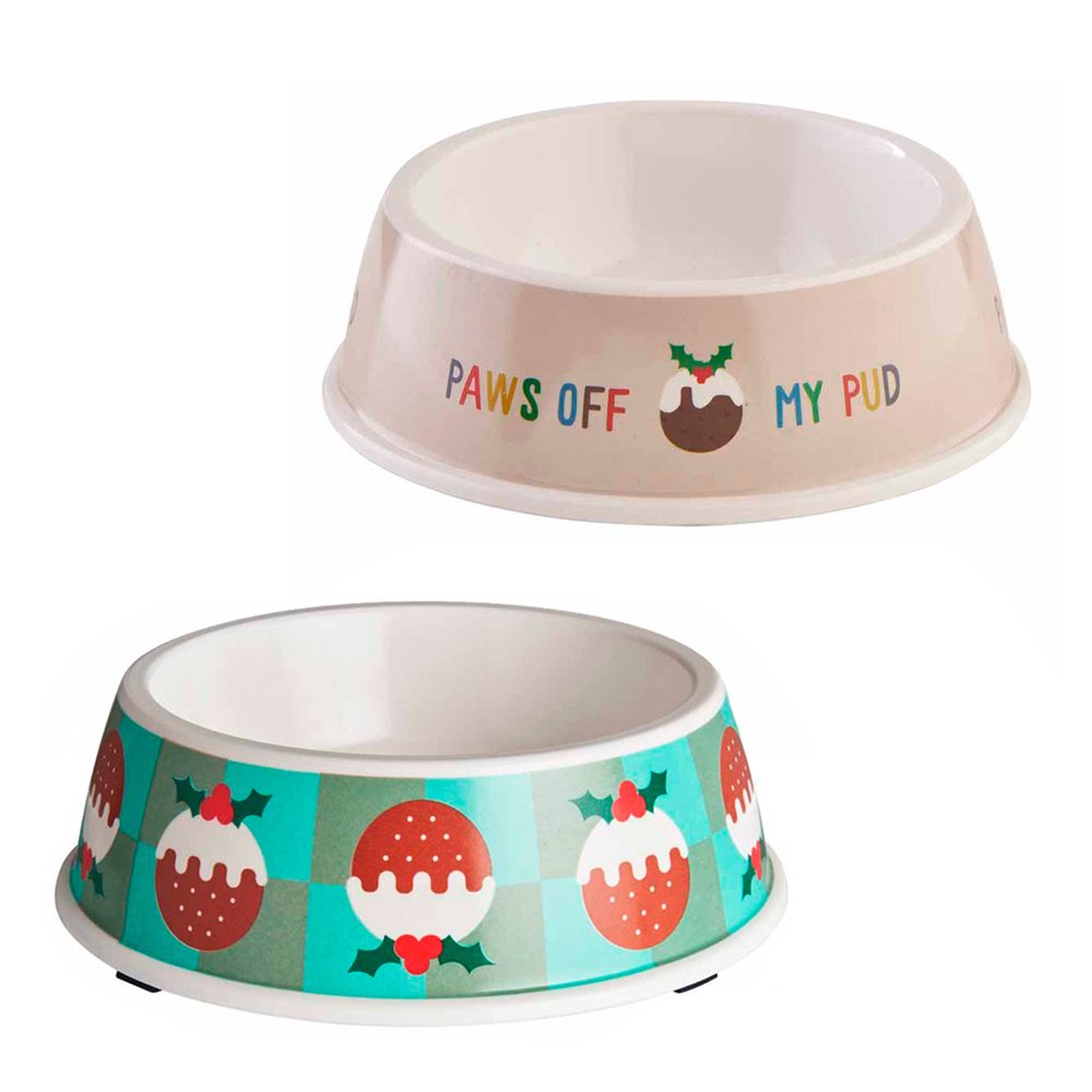 Single Wilko Pet Christmas Pudding Bowl in Assorted styles Image 1