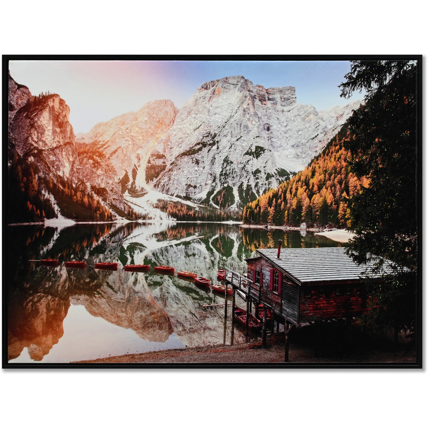 Mountain Lake Cabin Glossy Art Image 1