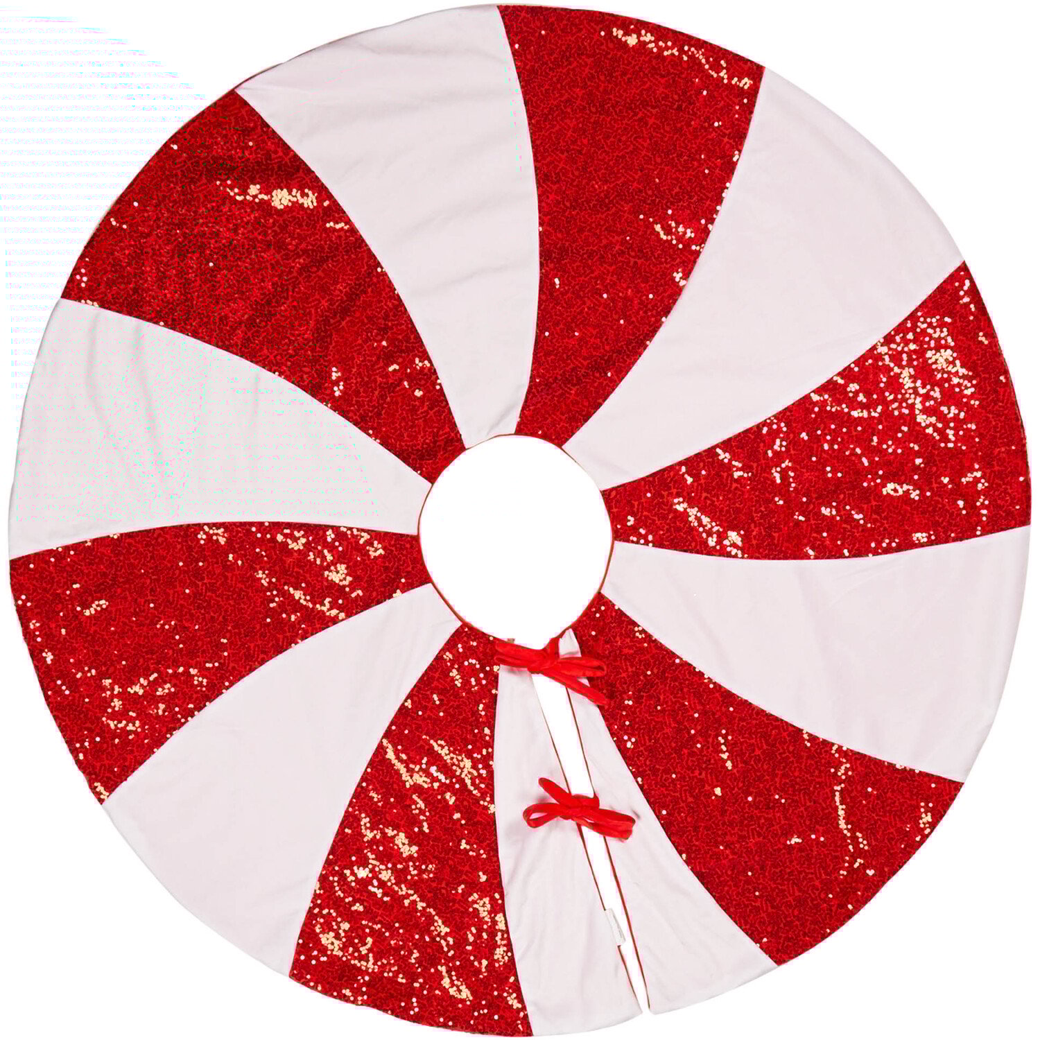 Candy Cane Round Tree Skirt - Red & White Image