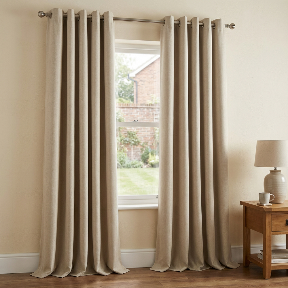 Taylor Blackout Eyelet Curtains - Natural / 229cm Image 6