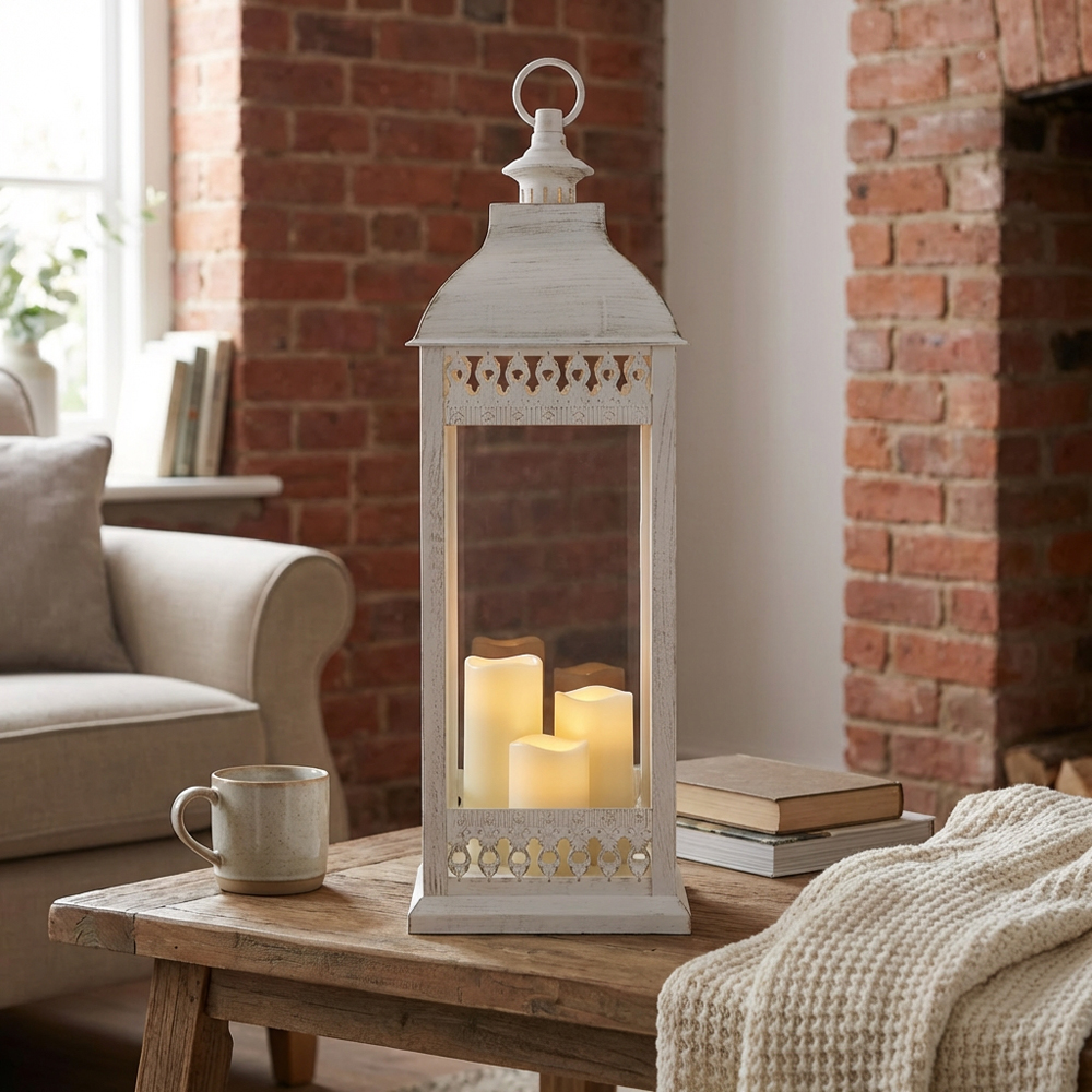 White Gold Brushed LED Lantern Image 6