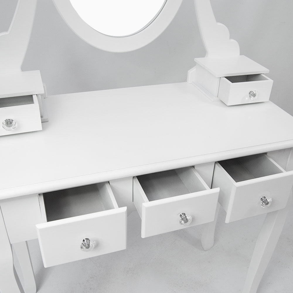 Vida Designs 5 Drawer White Dressing Table Set Image 5